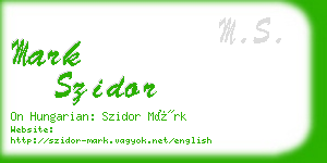 mark szidor business card